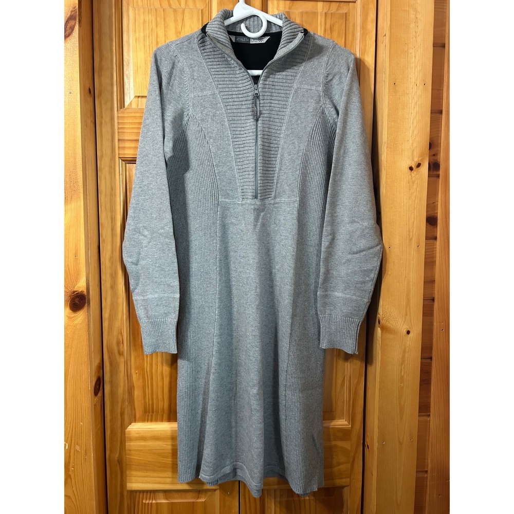 Athleta NWOT Olympia Women's M Wool Blend Half Zip Ribbed Knee Length Dress